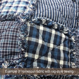Nautical Blue 6 Plaid Homespun 100% Cotton Fabric by JCS - Sold by The Yard