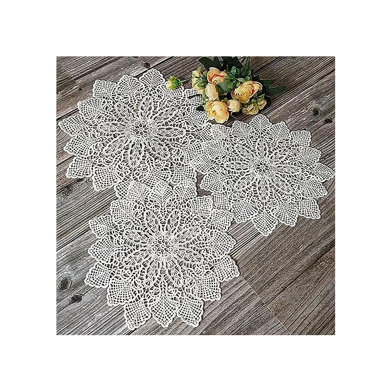 3 PCS Elegant Doyleys,Crocheted Lace Doilies,Round Placemats,Decorative placemats, lace placemats