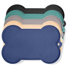 Cat Feeding Mat, Silicone Waterproof Cat Food Mat for Feeder and Fountain,Dog Cat Bowl Mat with Raised Edge Puppy Kitten Feeding Mats