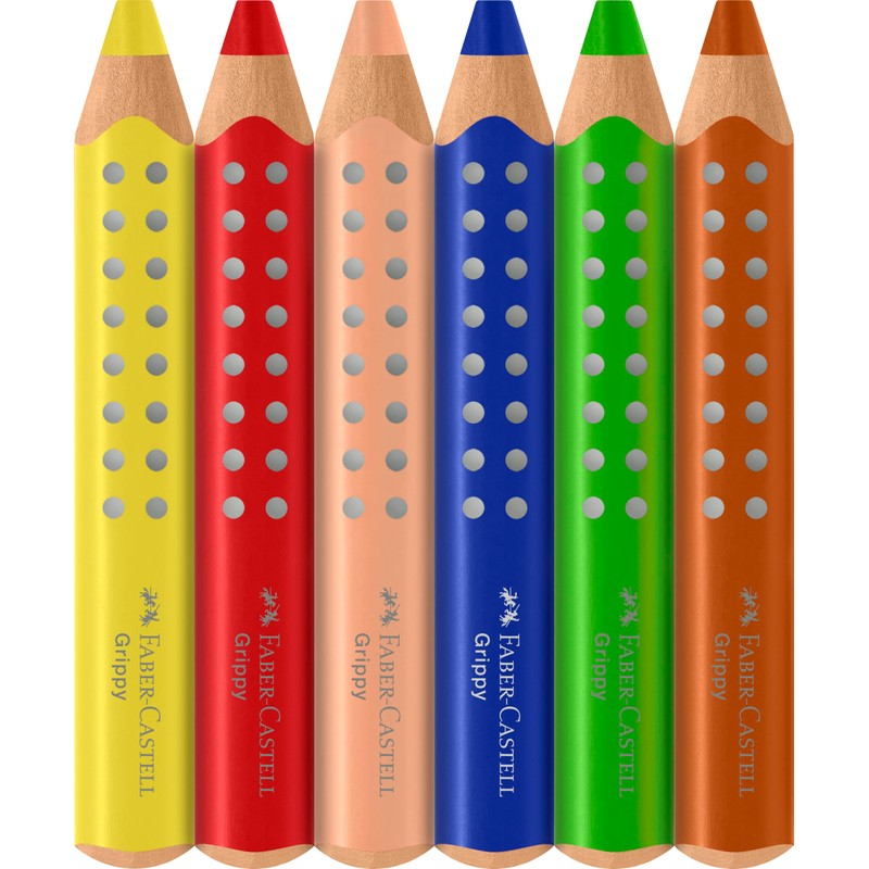 FABER-CASTELL Grippy 110635 Colouring Pencils Set, 6 Colouring Pencils with