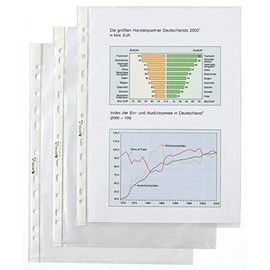 Acco Hetzel 2102392 A4 Punched Document Pockets Crystal Clear | Extra Strong | Sleeve | Wallets | Open at the Top | Pack of 100