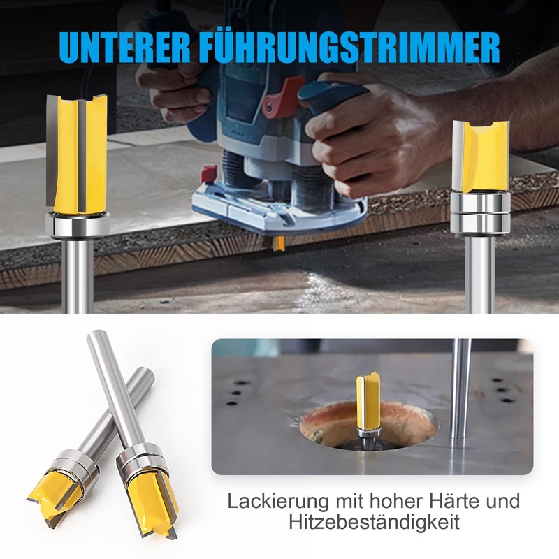 WOBLLMX 6 mm Shank Flush Cutter, Diameter 12 mm, Working