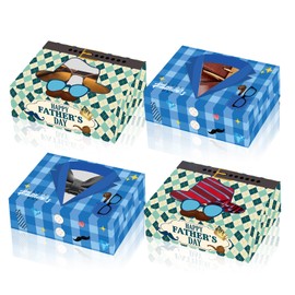 Blinket Happy Father's Day Cookie Boxes with Window, Father Day Party Cookie Gift Cardboard Paper Treat Boxes Cookie Goody Container for Happy Father's Day Party Supplies 12 Pieces