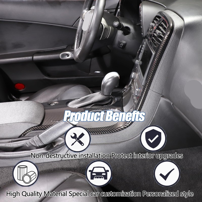 Moittellc Gear Shift Panel Trim Cover Compatible with Chevy Corvette