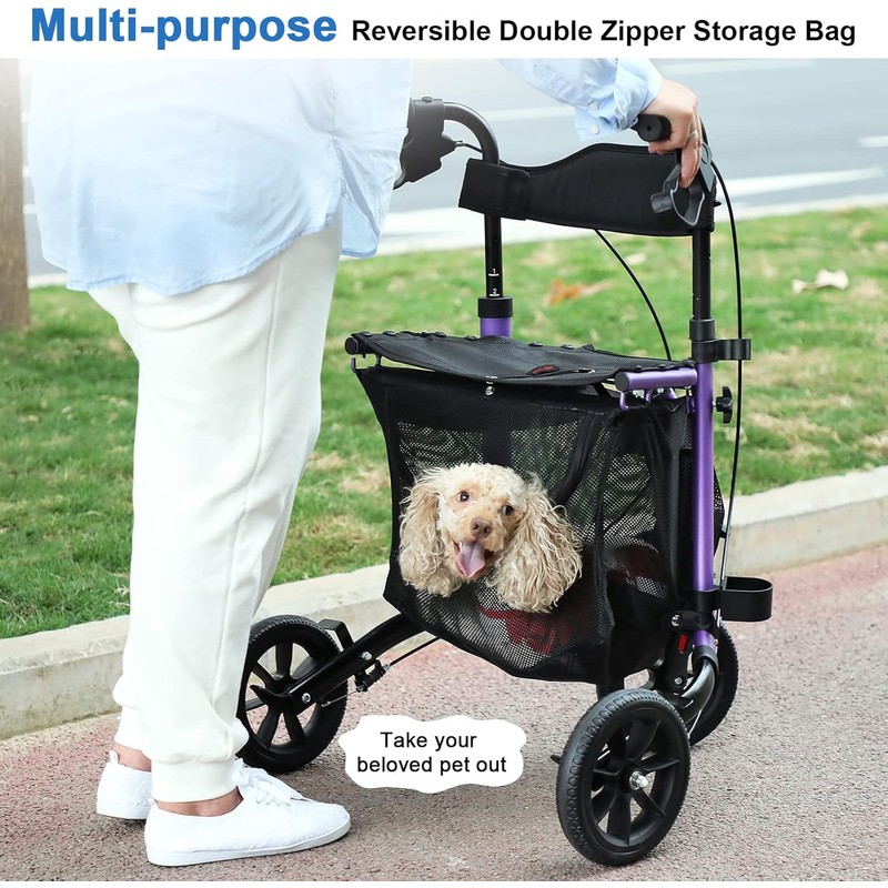 WALK MATE 3 Wheel Rollator Walker with Seat for Slim