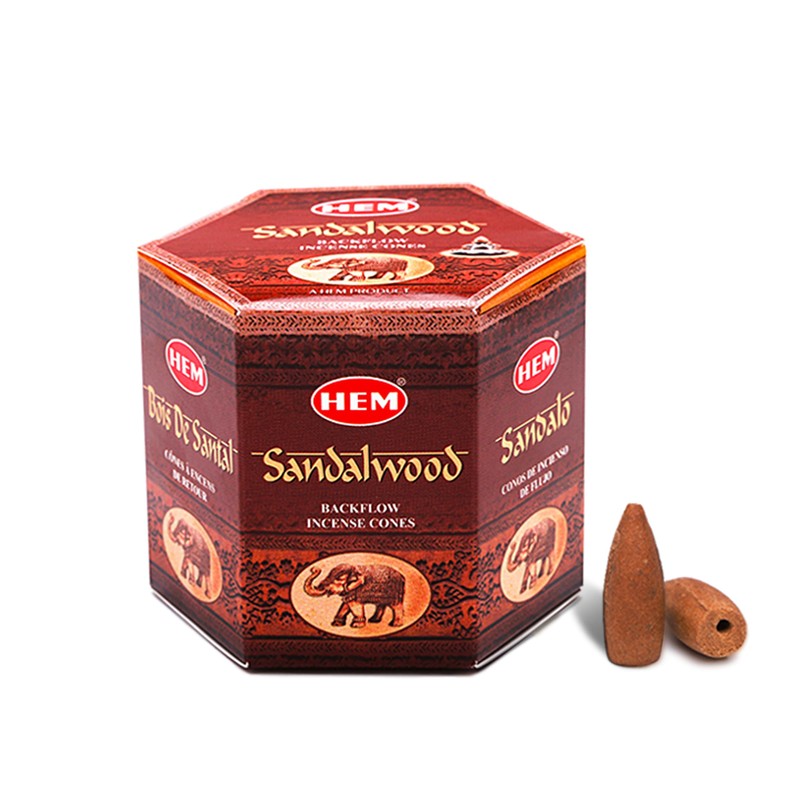 HEM Sandalwood Backflow Incense Cones – Pack of 40 Brown