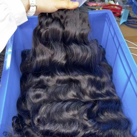 Raw Indian Curly Hair Bulk Unprocessed Raw 100% Cambodian Human Hair Vendor Curly Raw Wavy Indian Hair Human Hair Wigsstyle: all, color: Natural Wave, Stretched Length: 22"
