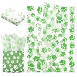 30pcs Dog Paw Tissue Paper, 20x14in Cute Paw Print Tissue Paper Puppy Paws Tissue Paper Sheets Gift Wrapping Tissue Paper for Gift Packaging Wedding Birthday Party Supplies(Green)