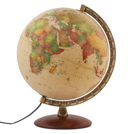 Waypoint Geographic Light Up Globe - Como 12” Desk Decorative Illuminated Antique Ocean Style with Stand, Up to Date World Globe