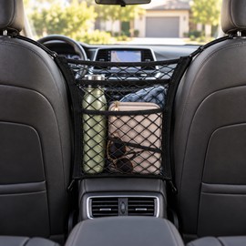 Car Storage Net Bag Between Seats Car Divider Child Safety Net Pet Barrier Elastic Expandable Mesh Bag Car Interior Accessorie