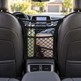 Car Storage Net Bag Between Seats Car Divider Child Safety Net Pet Barrier Elastic Expandable Mesh Bag Car Interior Accessorie