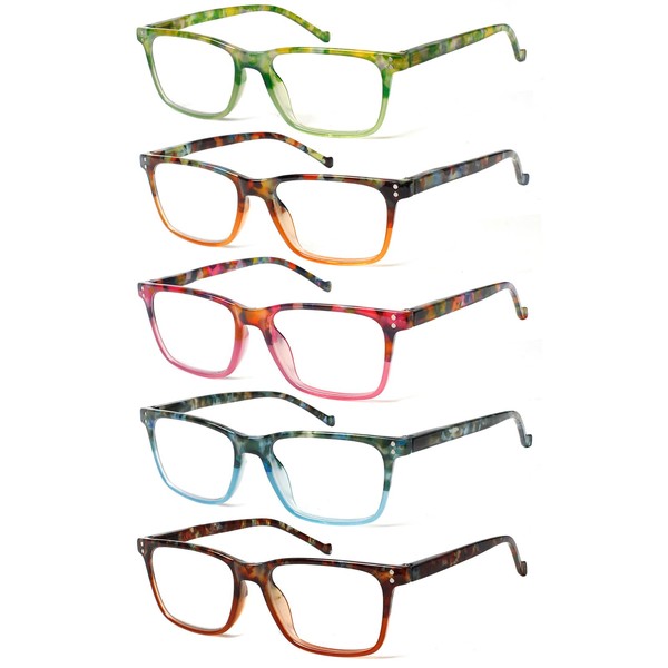 JOSCHOO 5-Pack Reading Glasses Blue Light Blocking Spring Hinge Readers