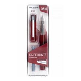 Platinum Prefounte Medium Fountain Pen - Crimson Red, prefocrimsred