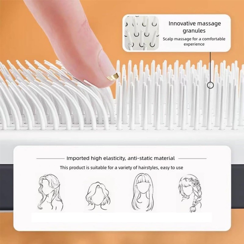 Itadaku Self Cleaning Hair Brush for Women, One-Click Cleaning Comb,