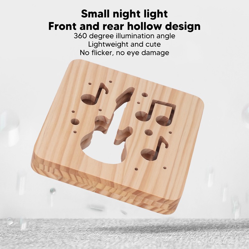 LED Night Light Unique Guitar Hollow Design 3D Wooden Night