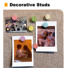 Smiley Face Decorative Push Pins, Cute Bulletin Board Push Pins, Thumbtacks for Cork Boards, Office Organization, or Home Décor (24Pcs-Jelly Color)