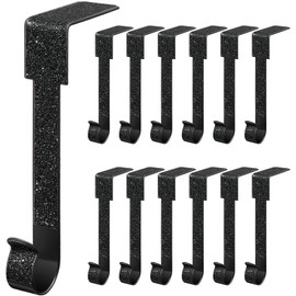 Tandefio 12 Pack Christmas Stocking Holder for Mantel with 12 Pcs Glitter Stickers Fireplace Hooks Christmas Stocking Hanger Grip Mantel Clip Hooks for Christmas Party Decorations (Black)