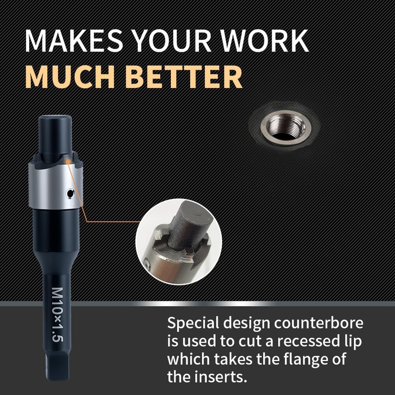 SENNMONN M10x1.5 Thread Repair Kit with 14mm Insert HSS Drill,
