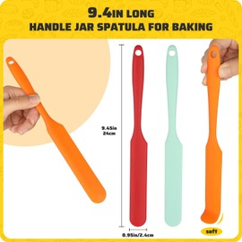 3 Stück 24 cm Silikon Spatel Klein Hitzebeständig Küchenschaber Langer Griff Antihaft Gummi Schaber für Kochen, Backen und Rühren