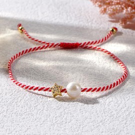zhenzhu Miyuki Glücks Armbänder Damen, Handgefertigt Strang Reisperlen Partner Armbänd Verstellbare, Gute Reise Talisman Wunsch Sicherheit Wohlstand Guard Ihre Liebe Geschenk für Frauen Mädchen