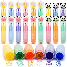 VICHOS Party Bags Children's Birthday Party Bags 5 6 7 8 9 10 Years, Pack of 18 Mini Stamp Set Highlighter for Children, Children's Stamp as Guest Gift Children's Birthday Party & Give Aways