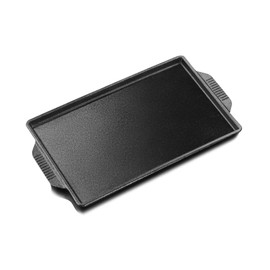 FJPTFENG Cast Iron Steak Plate, Grill Pans, Sizzle Griddle with Wooden Base, Steak Pan, Griddle Grill Pan with handles (Plate 9.9" x 6")