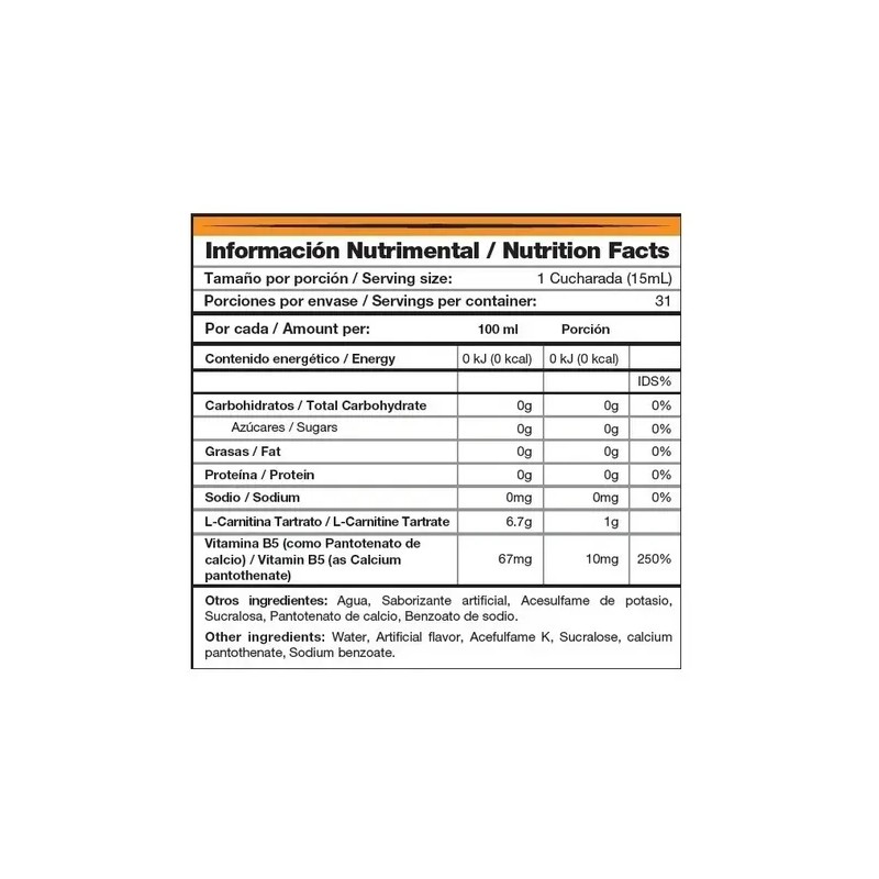 L- Carnitina Mdn Sports Liquida | 473ml | 31 Servicios