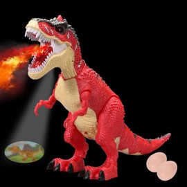 Dinosaur Toys LED Light Remote Control Simulated Egg Projection Fire Breathing Mechanical Dinosaurs Toy for Boys Girls Red