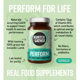Hunter & Gather Lamb Liver and Heart Capsules from Whole Animal Use - 90 Capsules | Grass-Fed Icelandic Lamb | 100% Raw Freeze Dried | No GMV Feeding, Antibiotics or Hormones