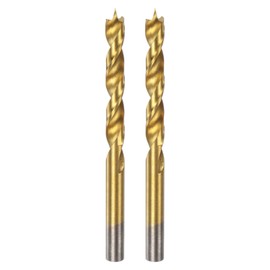 HARFINGTON 2pcs Brad Point Drill Bit 9mm(23/64") Dia Straight Round Shank Drill Metric Brad Point Spiral Twist Drill Bits for Carpenter Woodworking Plastic Rubber, Golden