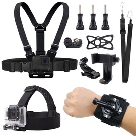 Zazafolora Action Cam Camera Accessory Set with Chest Strap Holder Wrist Strap Headband Holder for Insta 360 X5/X4/X3/GoPro 13/12/11/10/9/8/Akaso EK7000 Pro/Brave 4/6/7/8 Pro/DJI Osmo Action 3/4/5