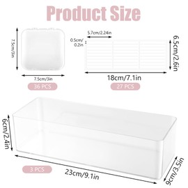 36 Pcs Press on Nail Storage Box Container All-In-One Clear 3 pcs Double Sided Tape Acrylic Display Fake Nail 3 Big Storage Box Organizer Case Artificial False Nail Boxes Packaging for Press Ons