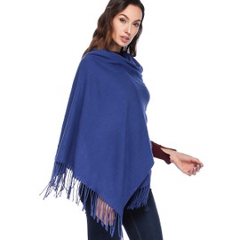 HOYAYO Chal de lana – Bufanda de pashmina extragrande y gruesa, Azul / Patchwork, L