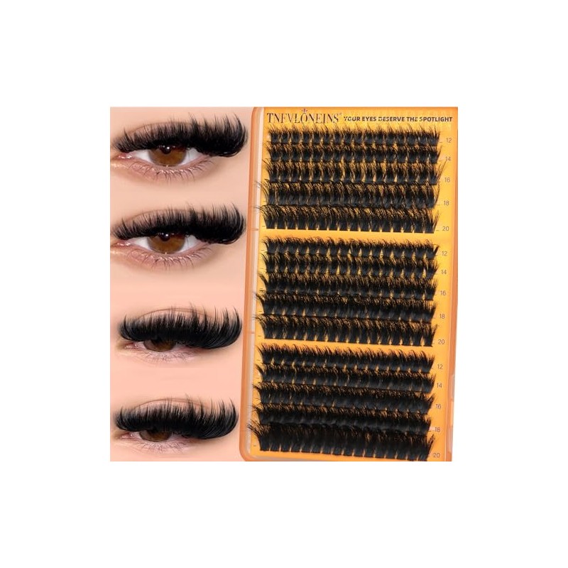 Fluffy Lash Clusters with Spikes 200D+260D+300D Cluster Eyelash Extensions Thick