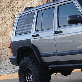 Skull Daddy Graphics PRECUT XJ Window Flags to fit Jeep Cherokee 1987-2001 (XJ Window Flags PASSENGER SIDE)