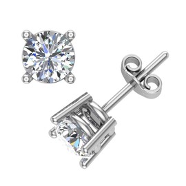 0.25 carat total weight Diamond Stud Earrings 10k White Gold-4 Prong Basket Style Friction Push Back Posts (I, I3) Eyeclean