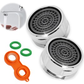 M24 Brass Aerator - Suitable for 24mm Female Tap Filter Anti Limescale Aerator Water Saving Splashback with Filter Wrench - Pack of 2