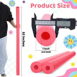 Hanaive 2 Pack Pool Noodles 52 Inch Foam Pool Swim Noodles Hollow Foam Noodle for Swimming Floats DIY Floating Craft Projects (Red)