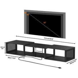 HOOBRO Floating TV Stand Wall Mounted with Power Outlet, Floating Entertainment Center for 55 inch TVs, Wall Mounted Entertainment Shelf with Storage, for Living Room, Bedroom, Black BB114UDS01