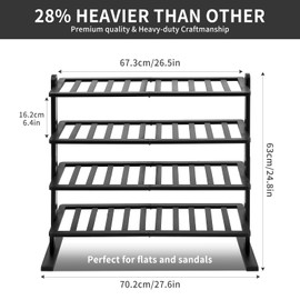 Black Shoe Rack, 4-Tier Bamboo Shoe Rack Organizer for Closet and Entryway, Thick Wooden Free Standing Shoe Shelf for Small Spaces, Sturdy & Versatile for Bedroom, Bathroom, Garage
