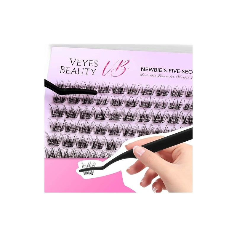 VEYESBEAUTY Lash Clusters Kit Individual Eyelash Extensions Thin & Invisible
