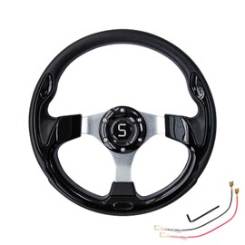 Shu-Ran Golf Cart Steering Wheel, 12.5"/320mm Universal Club Car Steering Wheel for Club Car DS and Precedent EZGO RXV & TXT Yamaha Most Golf Cart (Style 2)