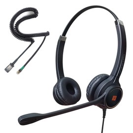 IPD IPH-255 Optimo-X Duo Ear Noise Cancelling, Corded Headset with U10P-S Cable, for Call Center and Office, Compatible with Panasonic, SAXA, Fujitsu, Yealink, Cisco, LG IP Landline Telephone