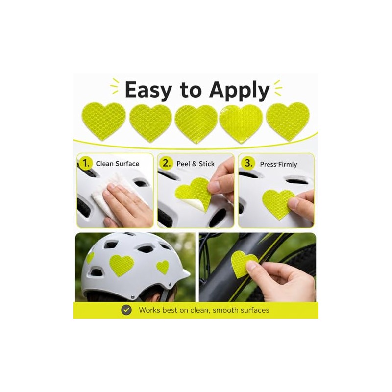 10 Pack Heart Reflective Stickers