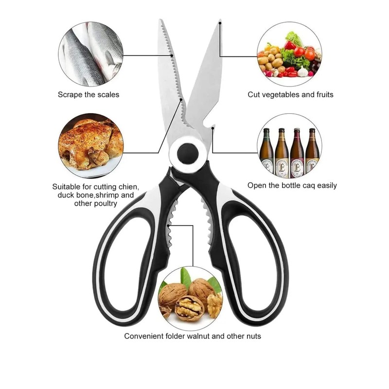 Pack of 2 Cutting Scissors, Multifunctional Scissors, Premium Kitchen Scissors