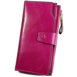 YALUXE Women's Genuine Leather Wallet RFID Blocking Multi Card Holder with Cell Phone Pocket Mothers Day Gifts