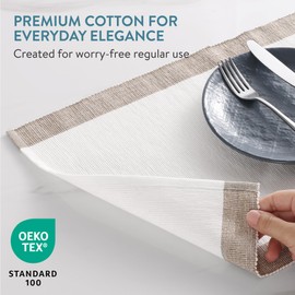 JEMIDI Set of 4 Ribbed Place Mats - 4 Cotton Placemats - 4 x Boho Fabric Place Mats - Table Sets Placemats - Natural Colours