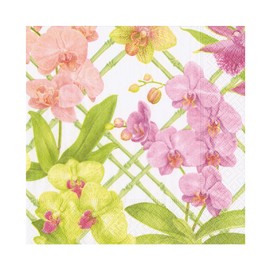 Caspari Orchid Conservatory Luncheon Napkins - 20 Luncheon Napkins per Pack, 2 PACKS