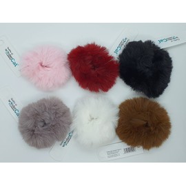 6 PCS Plush Faux Fur Rabbit Hair Ties, Fluffy Scrunchy Hair Scrunchie Bobbles Elastic Hair Bands Holder Ponytail hair band Z6FLUMIXA