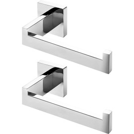HITSLAM Chrome Toilet Paper Holder Premium 304 Stainless Steel Square Toilet Roll Holder for Bathroom Rustproof Wall-Mounted 2 Pack